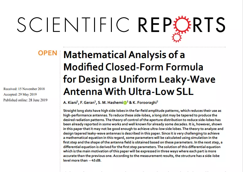 Mathematical Analysis of aModifed Closed-Form Formulafor Design a Uniform Leaky-WaveAntenna With Ultra-Low SLL